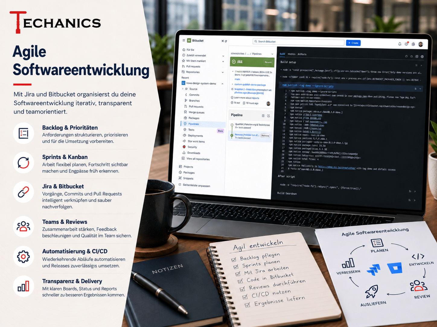 Techanics-Beratung für agile Softwareentwicklung mit Scrum, Kanban und Bitbucket