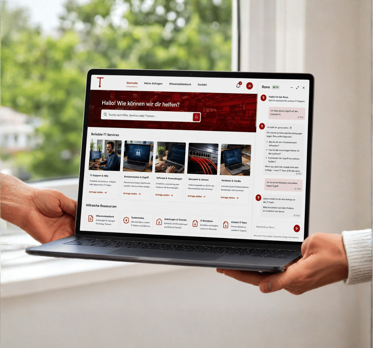 Jira Service Desk mit Help Center für Nutzer, Servicebereich für Service Agents sowie Dashboards und Reports zur kontinuierlichen Verbesserung der Services