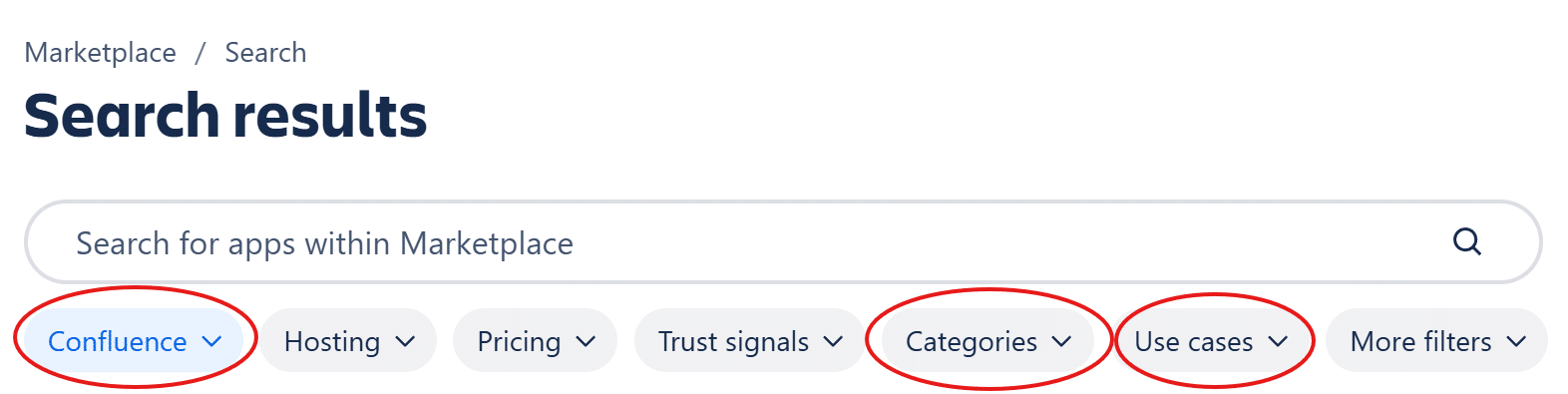 Kategorien und Filter für Confluence Apps im Atlassian Marketplace