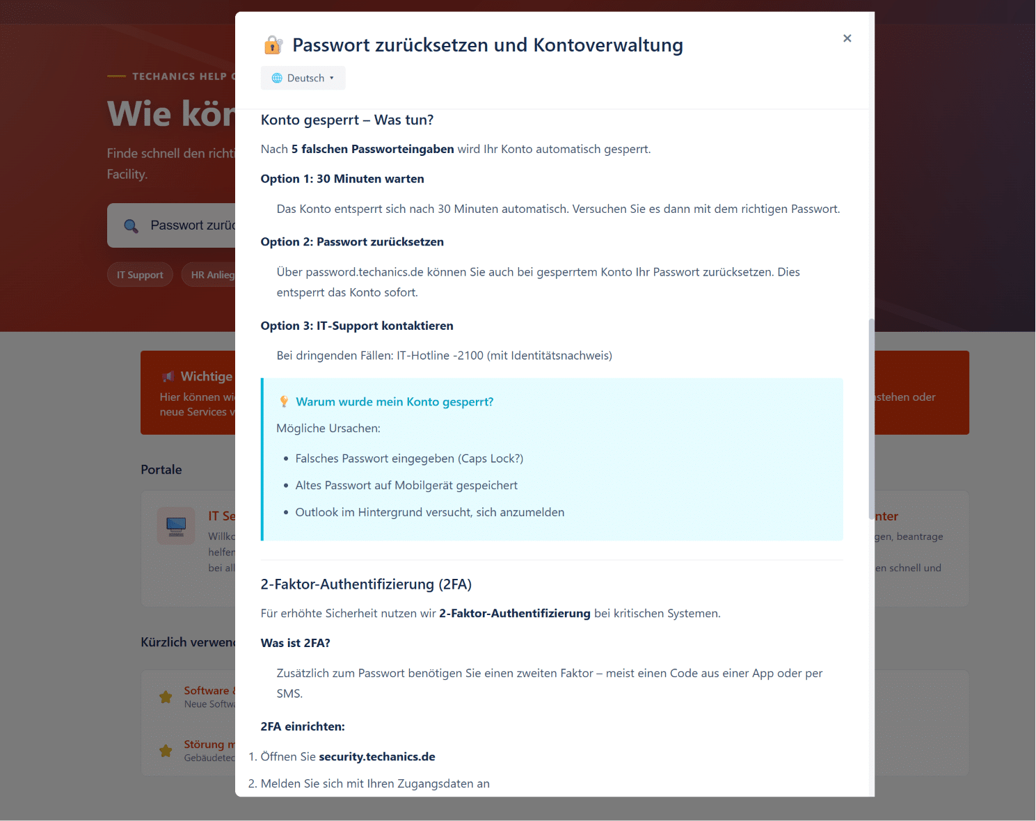 Confluence-Beitragsbild für ein Self-Service-Portal mit übersichtlichen Hilfeartikeln, FAQ-Bereichen, Anleitungen und Jira-Service-Management-Anbindung zur eigenständigen Problemlösung durch Mitarbeitende oder Kunden.